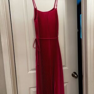 Sam Edelman Elegant Pink Pleated Satin Dress